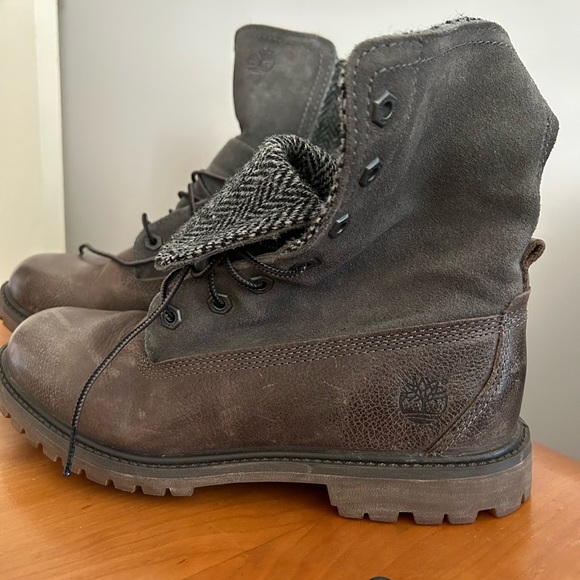 Timberland Boots with Tweed Lining Brown Gray Size 9 - Picture 3 of 11